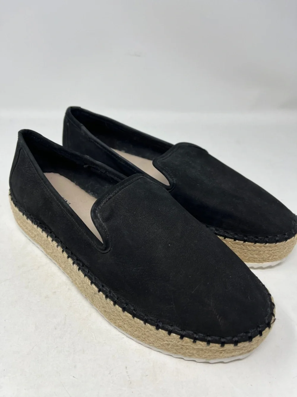 GIANNI BINI MICROSUEDE BLACK  LEATHER UPPER PLATFORM ESPADRILLES LIKE NEW SZ 8.5